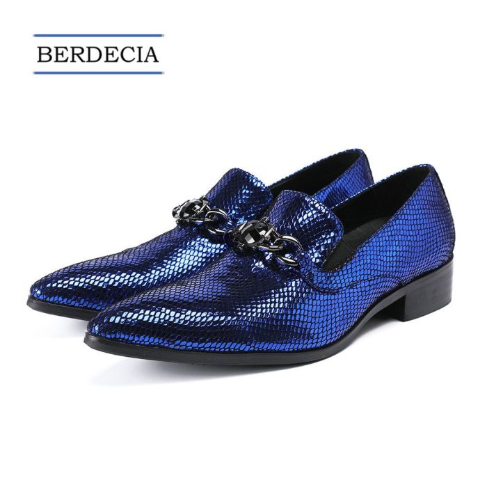 Mens royal blue and black dress shoes