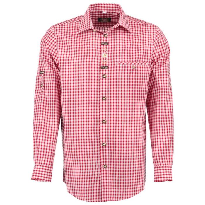 Mens red check dress shirt