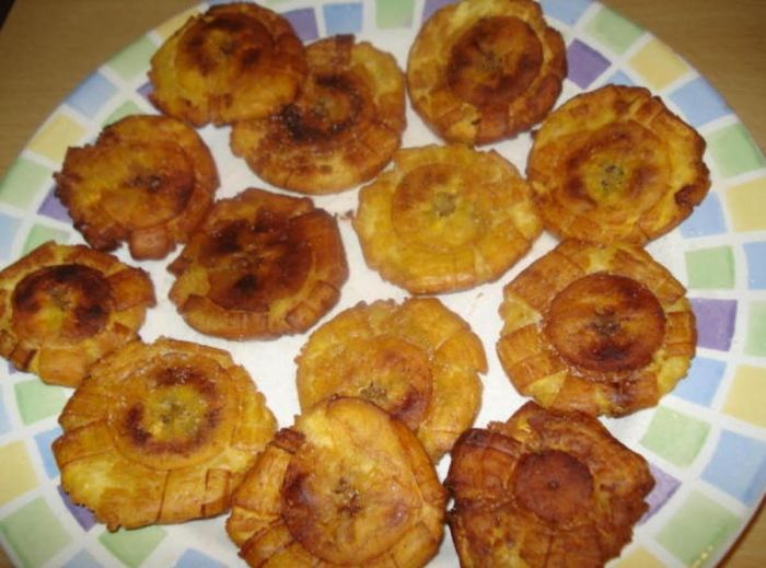 Fried banana plantain peze banan plantains recipe recipes haitian food banane bananas griot creole pesée dish latin tostones choose board